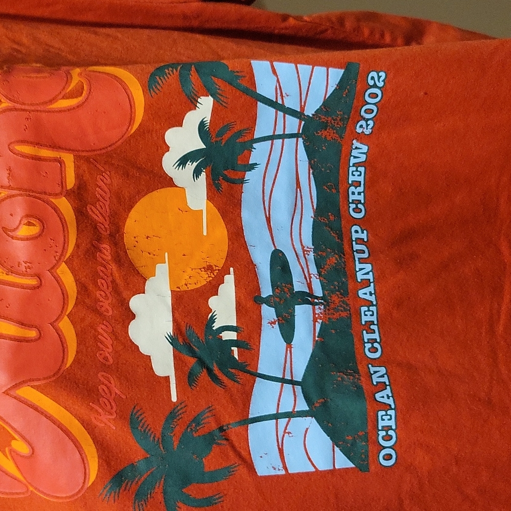 Nearly New SHEIN Orange Aloha Print Tee XXL - Picture 3 of 7